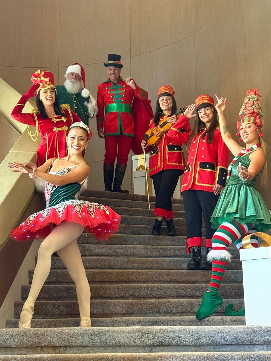 Show navideño en escalera